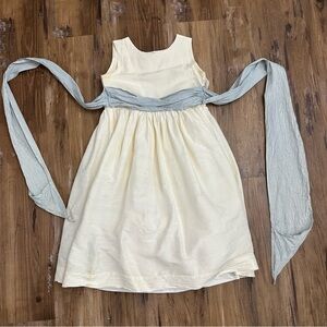 Girls Pegeen Blue & Cream Gauzy Flower Girl Bridesmaid Formal Wedding Dress